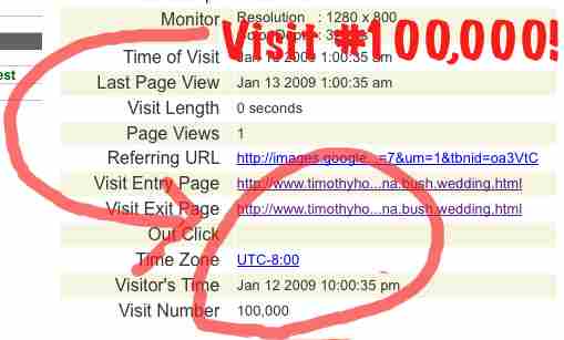 TimothyHorrigan.com gets its 100,000th Sitemeter hit