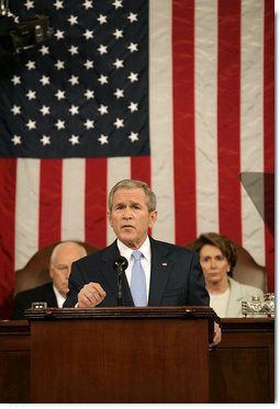 President Bush with Cheney and Pelosi