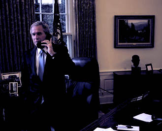 George W. Bush on the phone with John Kerry after stealing the 2004 election