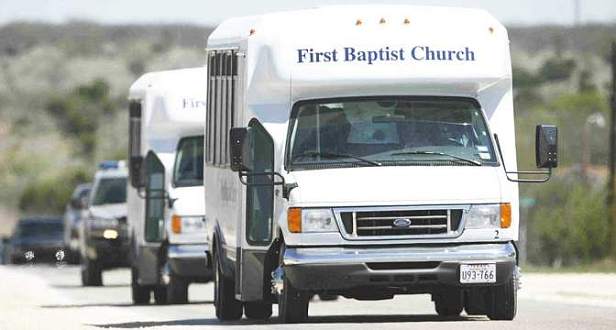 Busses taking FLDS polygamist wives and children to detention camp