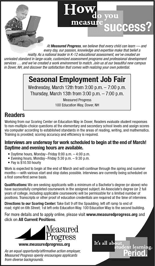 Measured Progress Job ad
