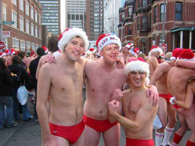 Henry Hager, Karl Rove and friends in red speedos; Boston; December 2007